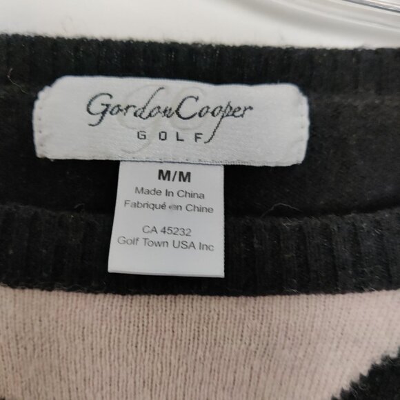 Gordon Cooper Golf Women's Sweater Size M Wool Cashmere Black Argyle Tennis Prep - Picture 2 of 8